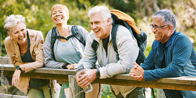 group of seniors on a day hike